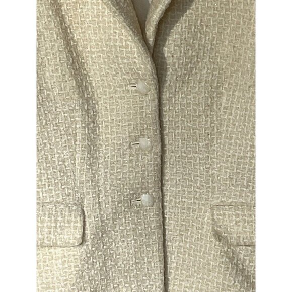 Tahari ASL Beige Cream Metallic Wool blend Tweed Textured Blazer Jacket - Picture 10 of 13